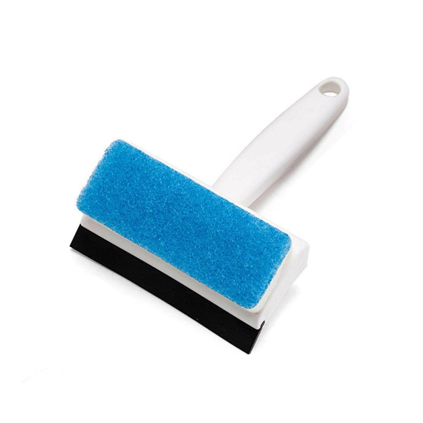 Demonstration of the 2-in-1 glass wiper's effective squeegee function on a window.