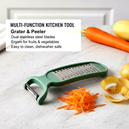 Dual-function 2 in 1 grater and peeler kitchen utensil