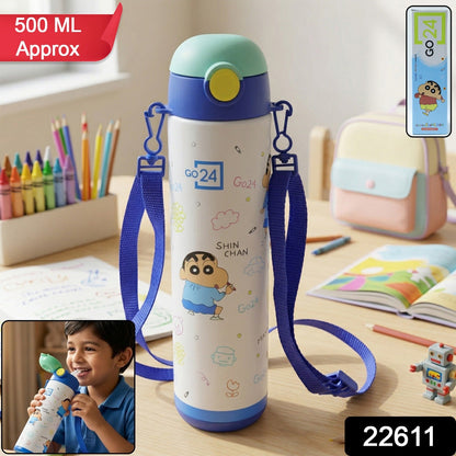 Durable 500ml stainless steel kids water bottle with leakproof lid