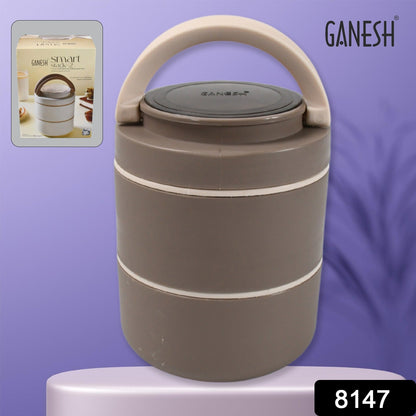 A person carrying the portable Ganesh stainless steel lunch box to office or school.