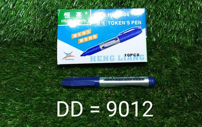 Pack of 10 blue permanent markers, ideal for students and teachers.