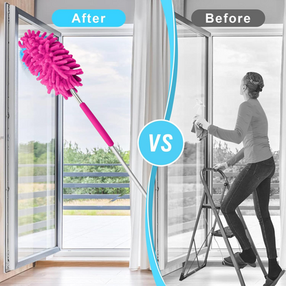 Stainless steel extendable pole of the microfiber duster