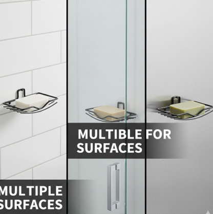 Angled view of the VelvetBubbles wall mount soap rack, highlighting its sleek design.