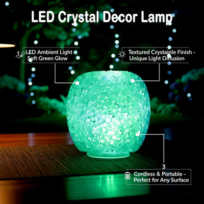 Single LED crystal table lamp showcasing textured crystal-style body
