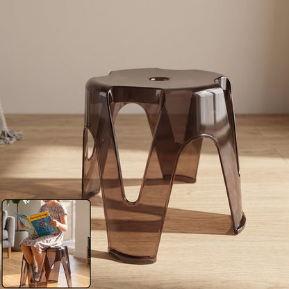 Modern lightweight plastic sitting stool with arch-leg design