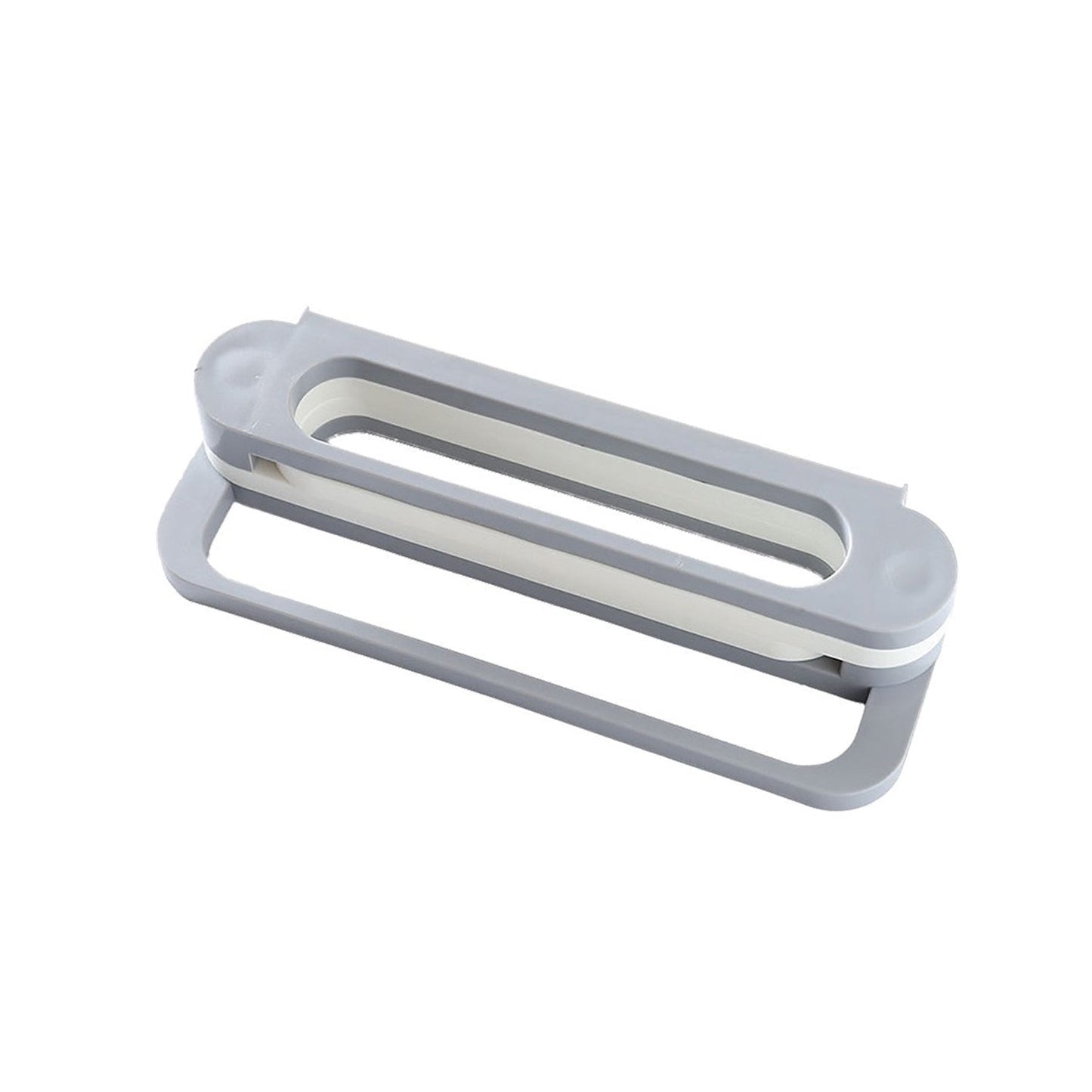 Side view of the versatile folding shoe rack, also used to hang towels.
