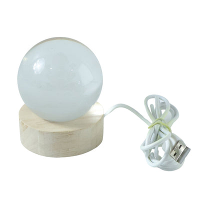 Wooden base supporting LED crystal decor light lamp