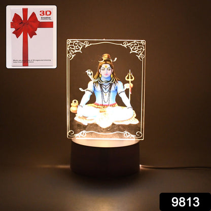Close-up image of UV printed Lord Shiva 3D LED lamp on a table