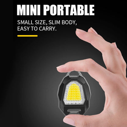 Poravar triangular camping flashlight with integrated lighter and multiple light modes.