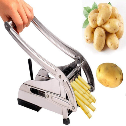 The French fries cutter machine with its removable parts laid out for easy cleaning.