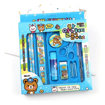 Colorful stationery set showcasing a protective pencil cover and writing tools.