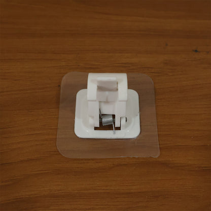 Self-adhesive towel rod holder providing space-saving bathroom storage