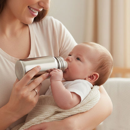 Leakproof baby feeding bottle made of stainless steel for infants