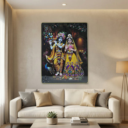 Vibrant Radha Krishna wall frame, perfect for home and temple decor