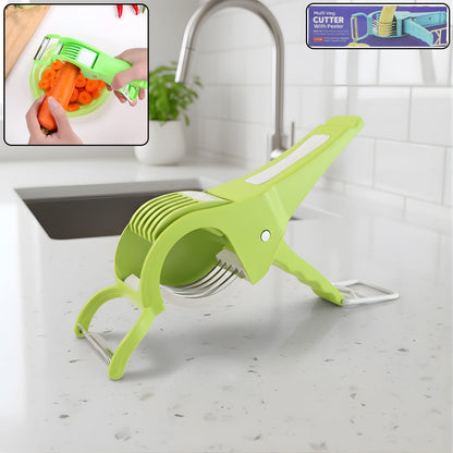 Quickslice Vegetable Cutter with integrated peeler, ready for efficient food prep on a clean surface.