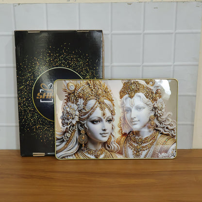 Radha Krishna Wall Art – Golden Finish Decor for Spiritual Spaces
