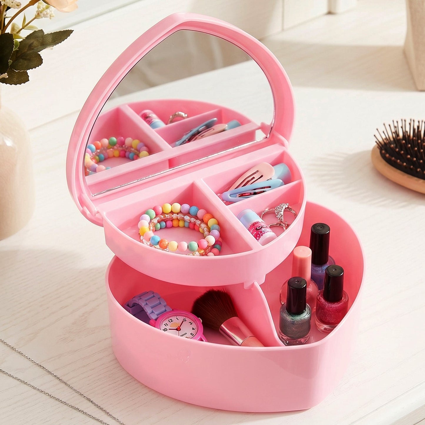 Jewelry case with multi-layer compartments beauty accessories
