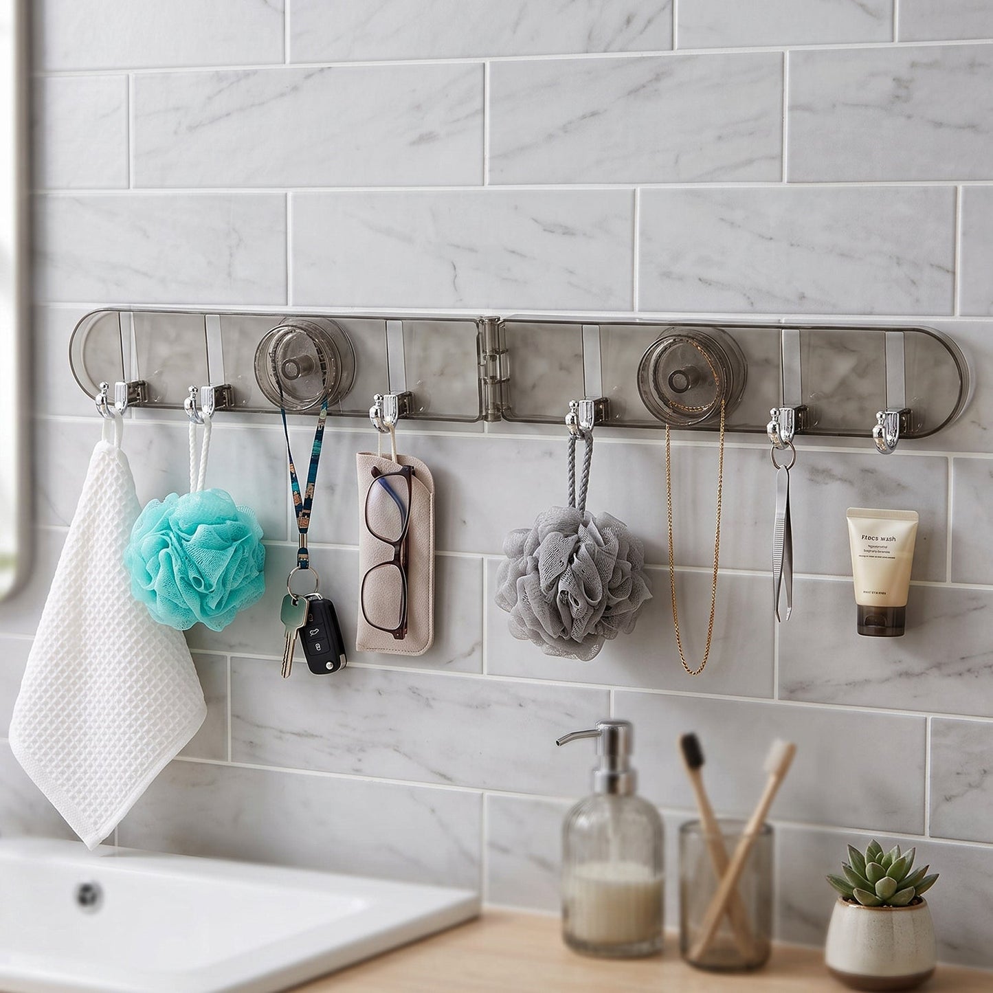 Wall rack hooks folded view