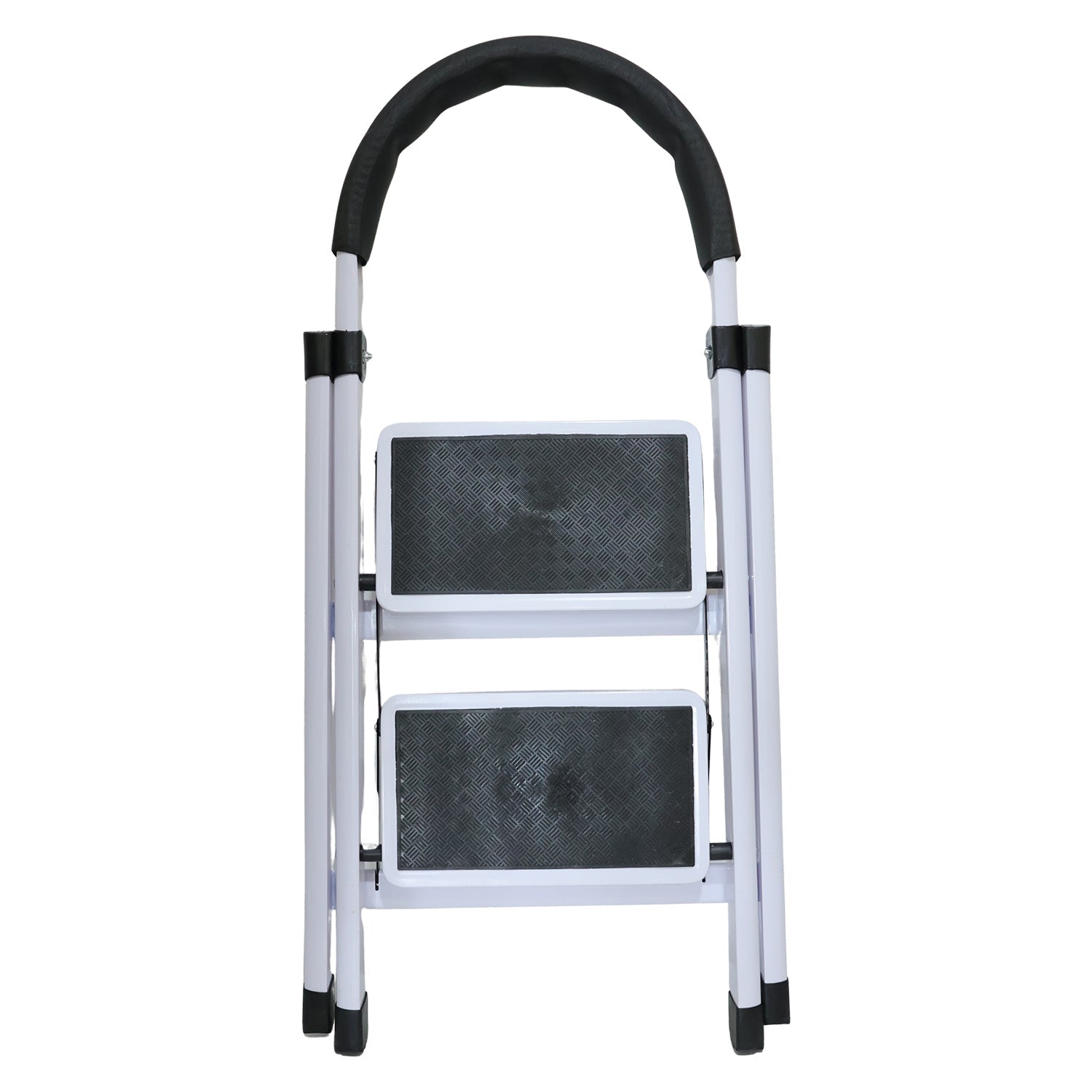 Sturdy steel 2 step ladder that folds flat for easy storage