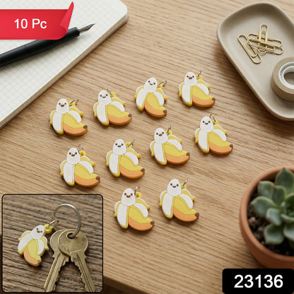 Set of 10 cute banana-shaped bag charms and key rings