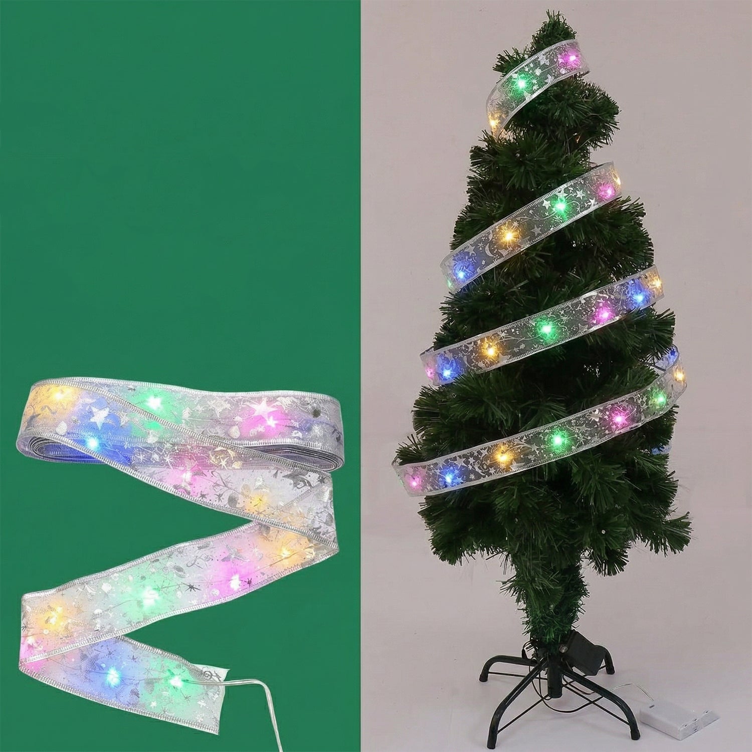LED ribbon light strip illuminating wall decor in living room