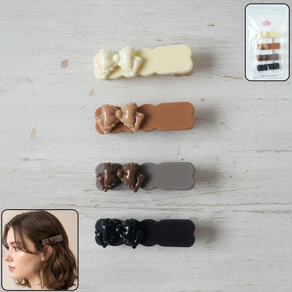 Elegant bow hair clip from 4-piece stylish snap clips set