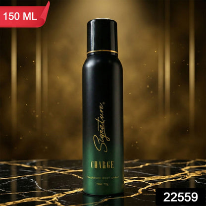 Stylish packaging design of Signature Charge deodorant spray
