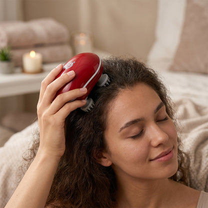 Close-up of the scalp massager's rotating nodes