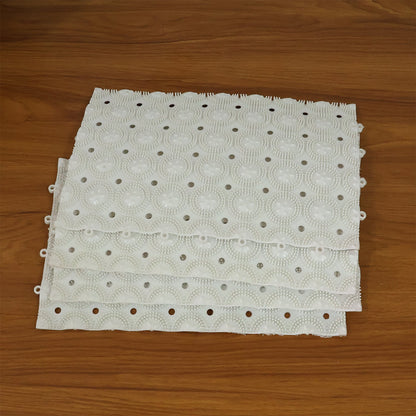 Bathroom floor setup with multiple anti-slip massage bath mats installed