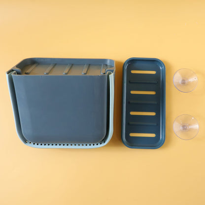 Hanging sink basket with suction cups and holes for draining