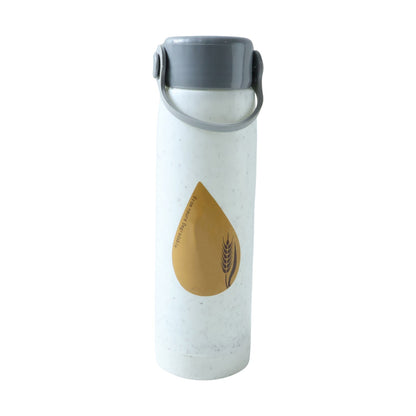 Compact glass water bottle with stylish phone holder base