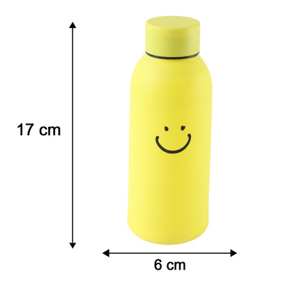 400 ML Smiley Face Glass Water Bottle with Silicone Sleeve for Office (1 Pc)