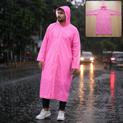 EVA hooded long rain coat
