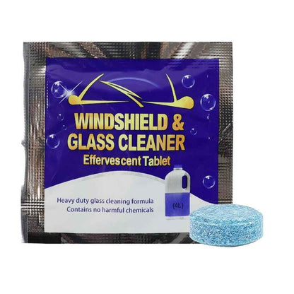 Effervescent cleaning tablet for car windshield visibility