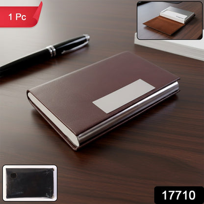 Compact professional business card holder with elegant exterior finish