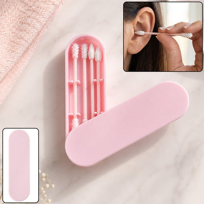 4 in 1 reusable silicone ear swab set with case and washable ear buds (1 set)