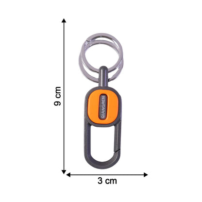 Close-up of the durable metal texture of the heavy-duty keychain