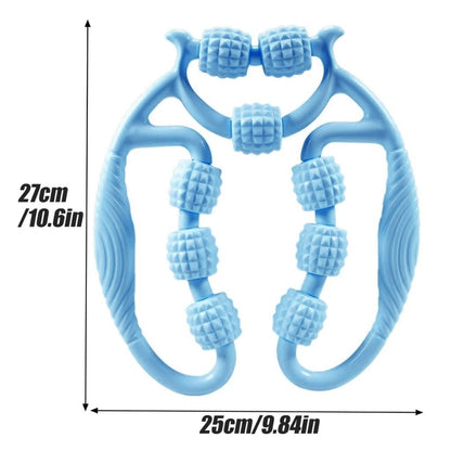 Body massage roller displayed with product dimensions labelled
