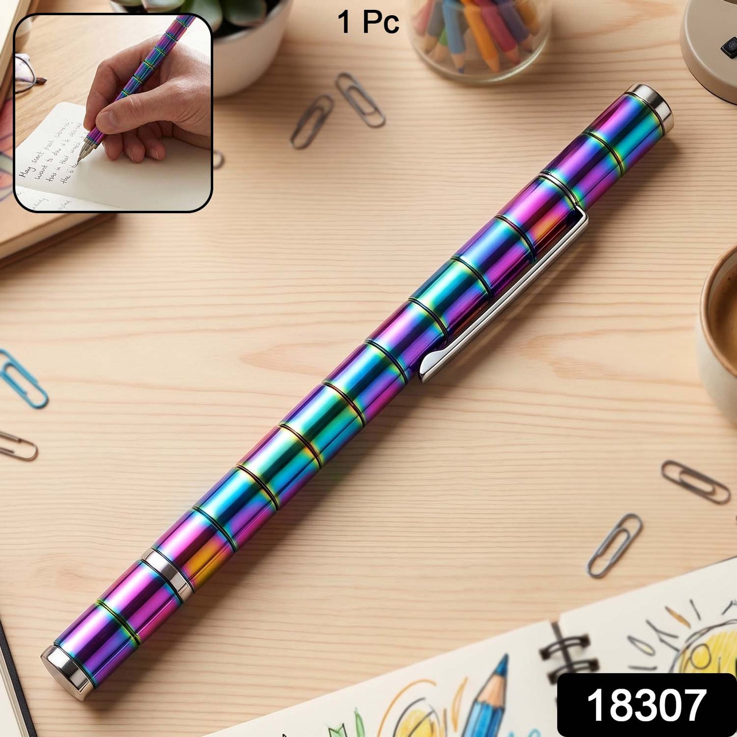 Disassembled magnetic pen showing its individual metal segments and ballpoint refill.