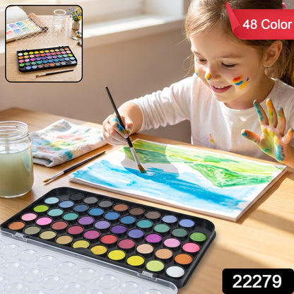 Watercolor palette set with brush