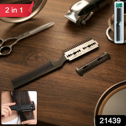 Hair cutting razor comb with stainless steel blade