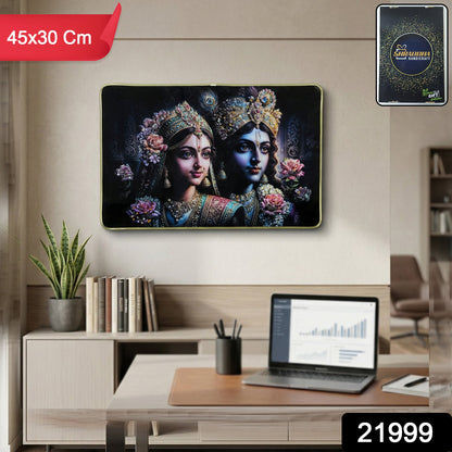 Vibrant Radha Krishna wall painting ready to hang